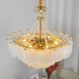 Designer Touch Decorative European Glass Pendant Light Post Modern Scallop Hanging Light