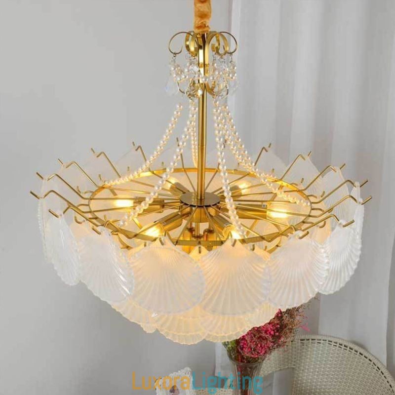 Designer Touch Decorative European Glass Pendant Light Post Modern Scallop Hanging Light