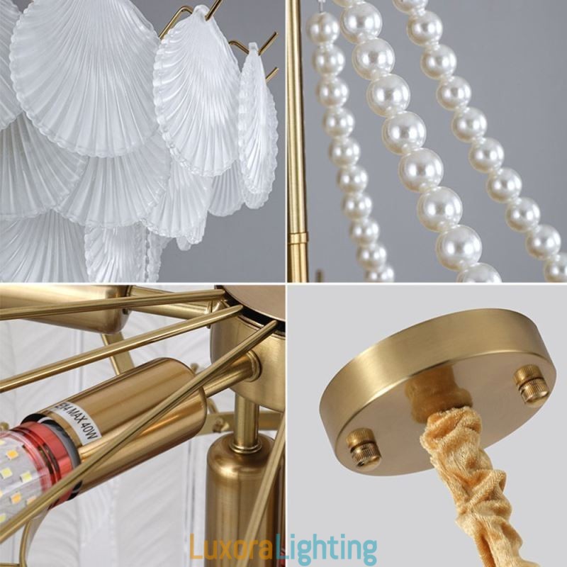 Designer Touch Decorative European Glass Pendant Light Post Modern Scallop Hanging Light