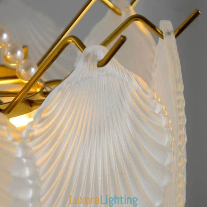 Designer Touch Decorative European Glass Pendant Light Post Modern Scallop Hanging Light