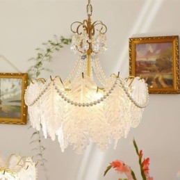 Designer Touch Decorative European Glass Pendant Light Post Modern Leaf Hanging Light