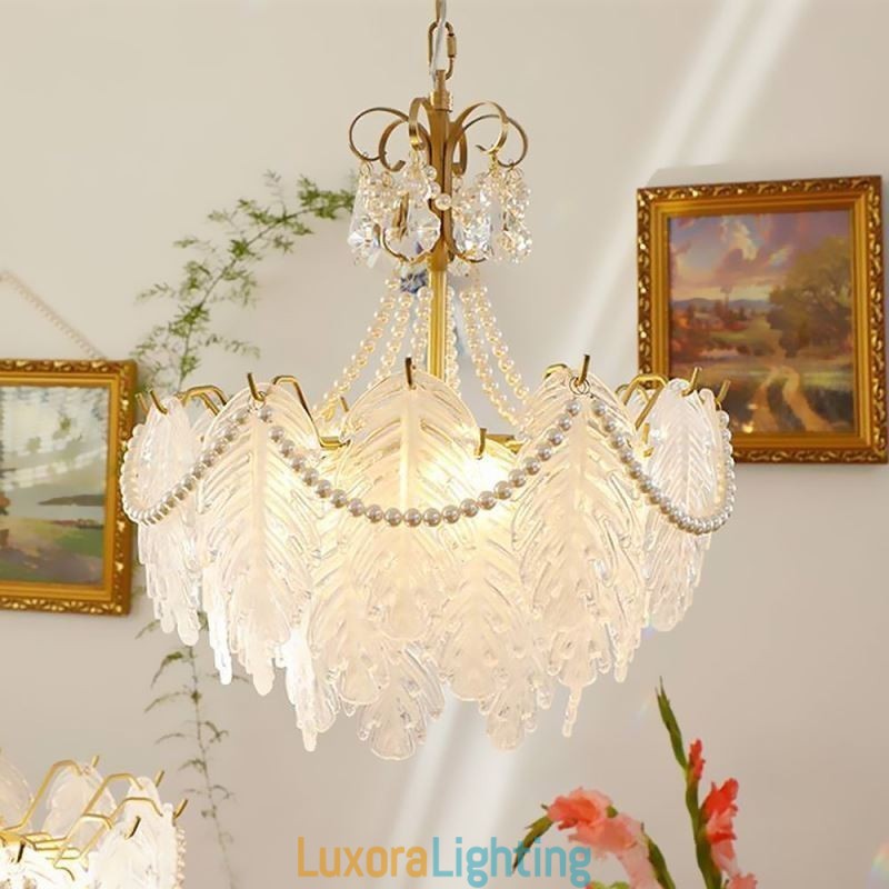 Designer Touch Decorative European Glass Pendant Light Post Modern Leaf Hanging Light