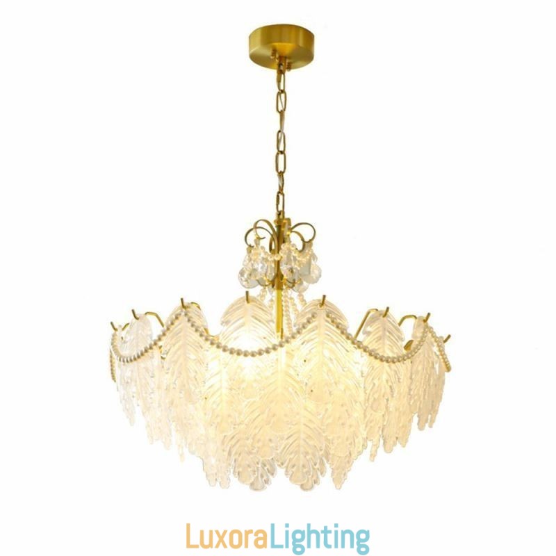 Designer Touch Decorative European Glass Pendant Light Post Modern Leaf Hanging Light