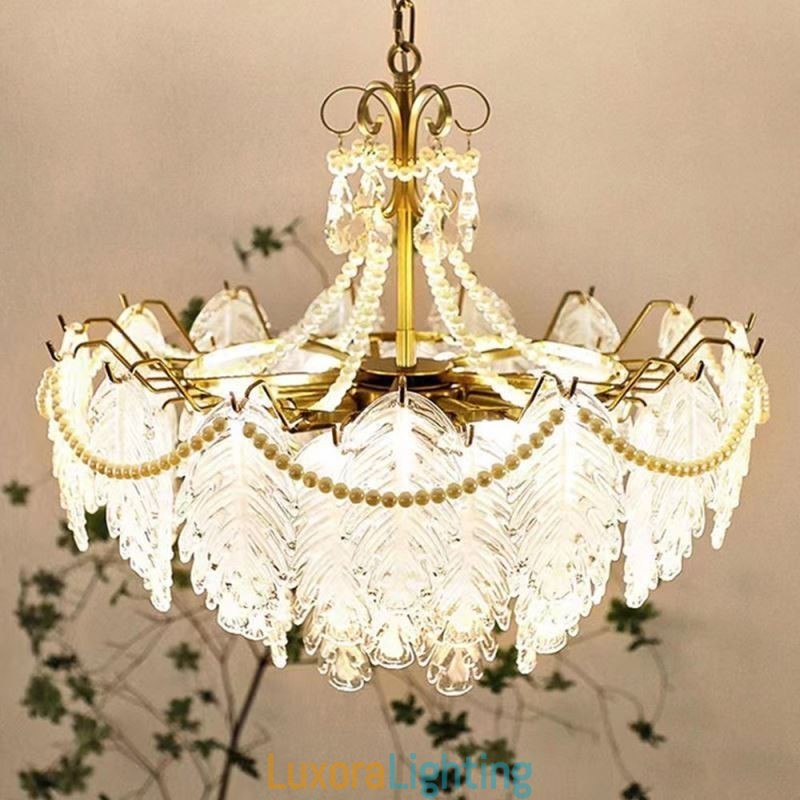 Designer Touch Decorative European Glass Pendant Light Post Modern Leaf Hanging Light