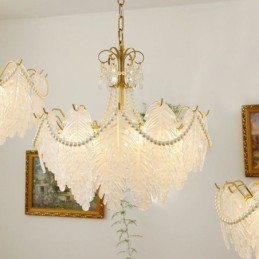 Designer Touch Decorative European Glass Pendant Light Post Modern Leaf Hanging Light