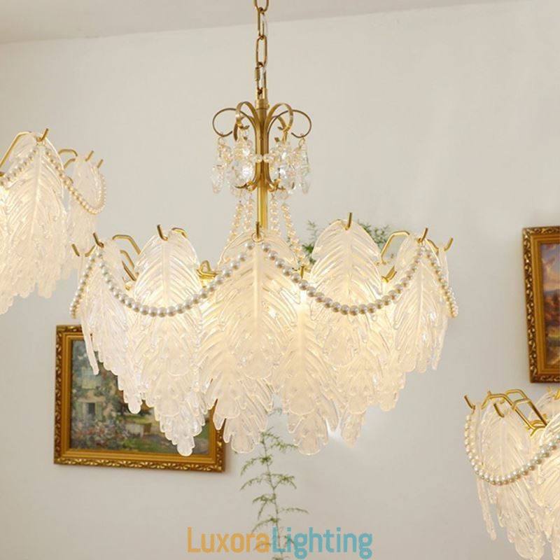 Designer Touch Decorative European Glass Pendant Light Post Modern Leaf Hanging Light