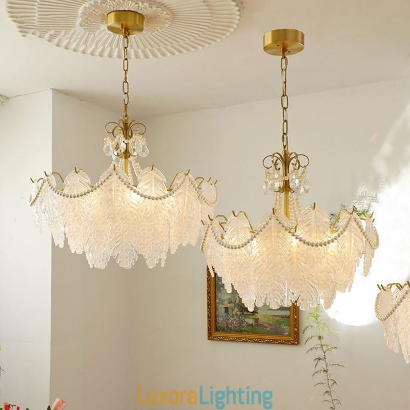 Designer Touch Decorative European Glass Pendant Light Post Modern Leaf Hanging Light