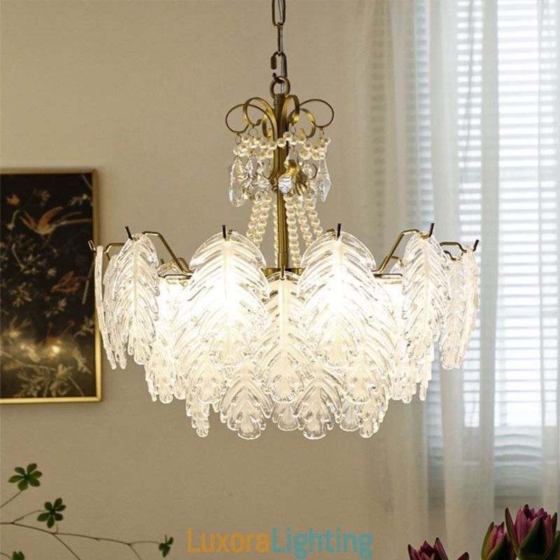 Designer Touch Decorative Elegant Glass Pendant Light Leaf Hanging Light