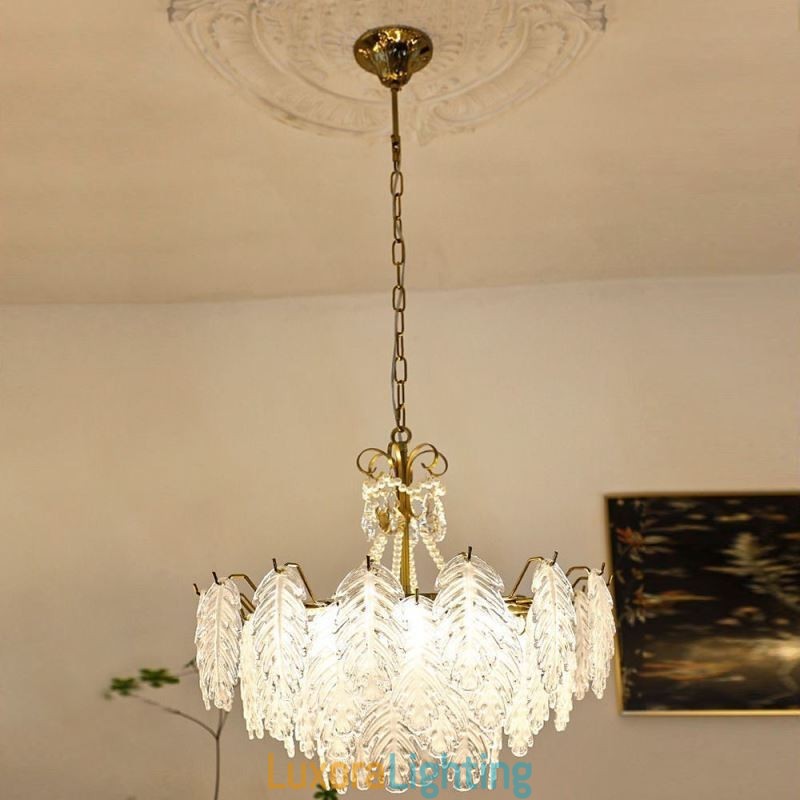 Designer Touch Decorative Elegant Glass Pendant Light Leaf Hanging Light