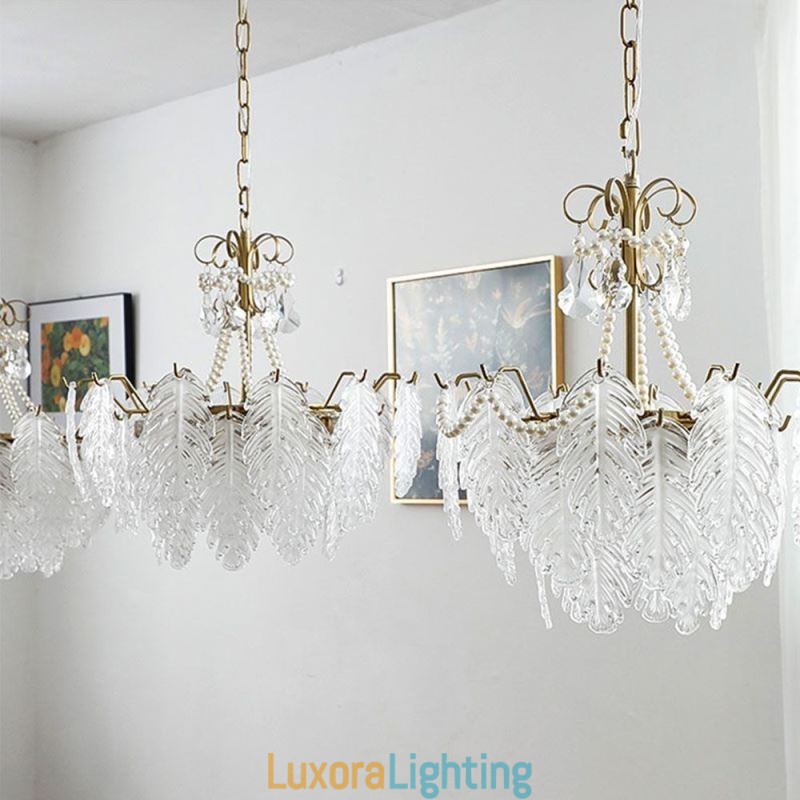 Designer Touch Decorative Elegant Glass Pendant Light Leaf Hanging Light