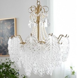 Designer Touch Decorative Elegant Glass Pendant Light Leaf Hanging Light