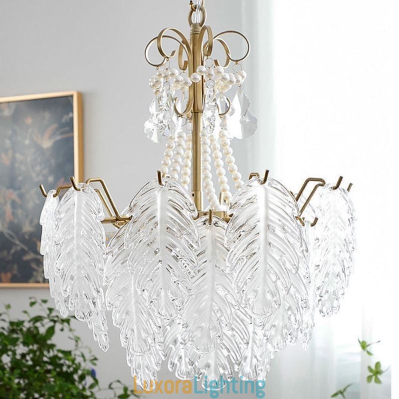 Designer Touch Decorative Elegant Glass Pendant Light Leaf Hanging Light