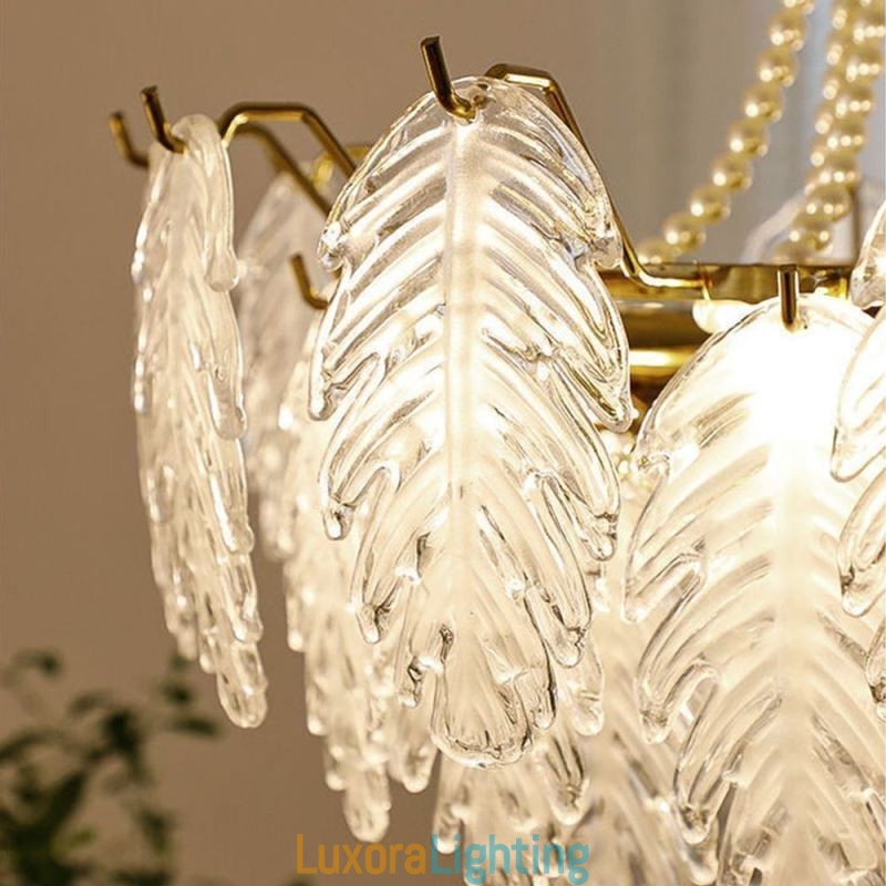 Designer Touch Decorative Elegant Glass Pendant Light Leaf Hanging Light