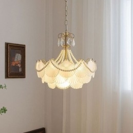 Designer Touch Decorative European Glass Pendant Light Elegant Scallop Hanging Light
