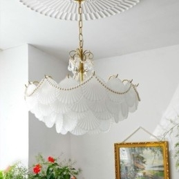 Designer Touch Decorative European Glass Pendant Light Elegant Scallop Hanging Light