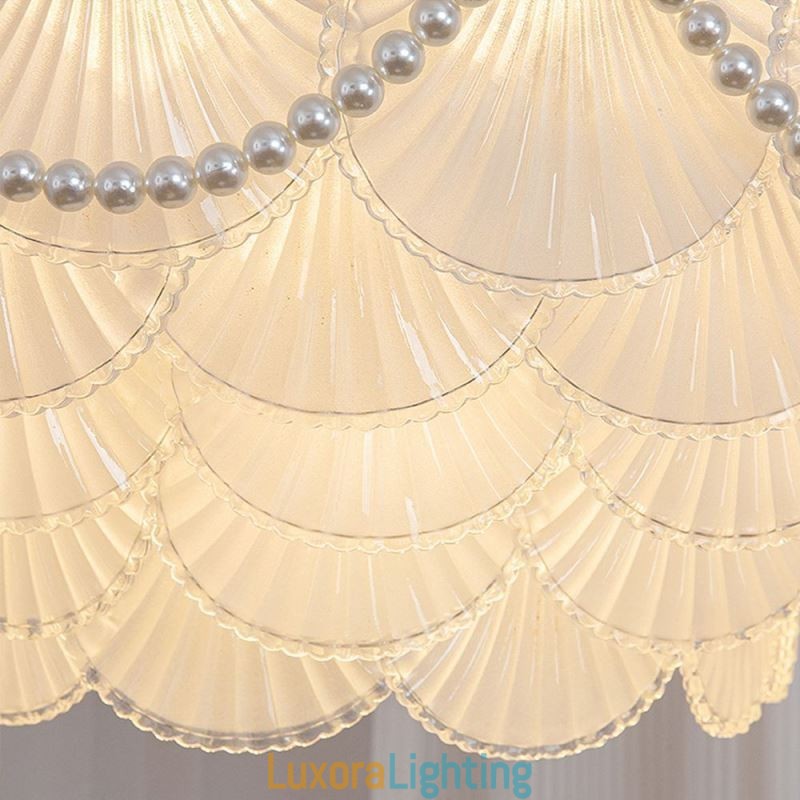 Designer Touch Decorative European Glass Pendant Light Elegant Scallop Hanging Light