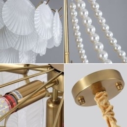 Designer Touch Decorative European Glass Pendant Light Elegant Scallop Hanging Light