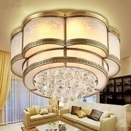 Designer Touch Decorative Traditional Classic Rustic Lodge Crystal Brass Metal Flush Mount