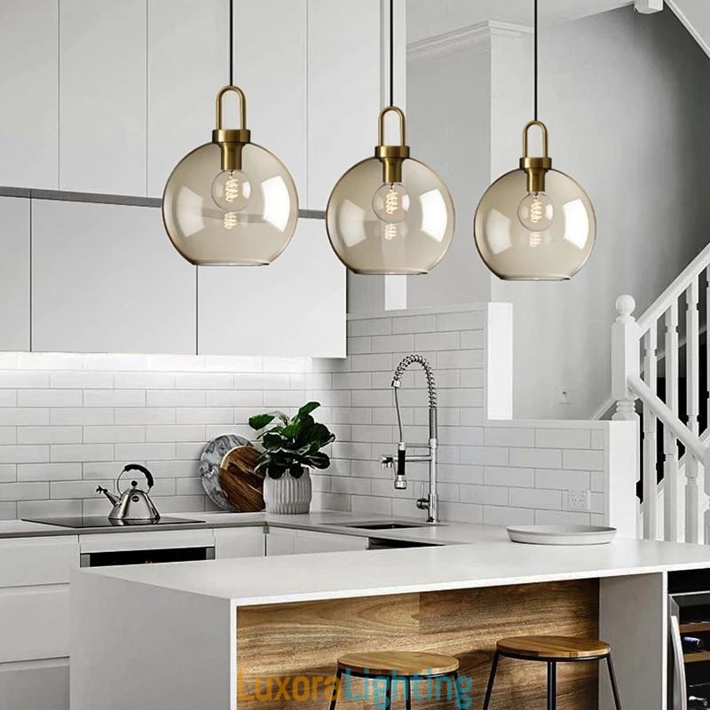 Designer Touch Decorative 3 Light Pendant Light With Glass Shade Island