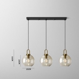 Designer Touch Decorative 3 Light Pendant Light With Glass Shade Island