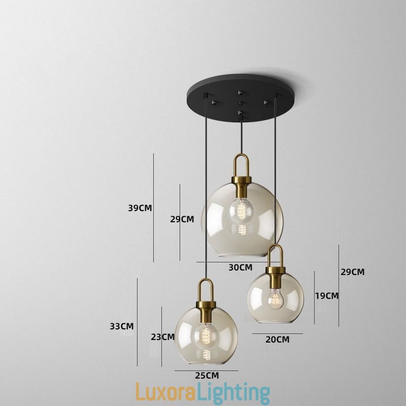 Designer Touch Decorative 3 Light Pendant Light With Glass Shade Island