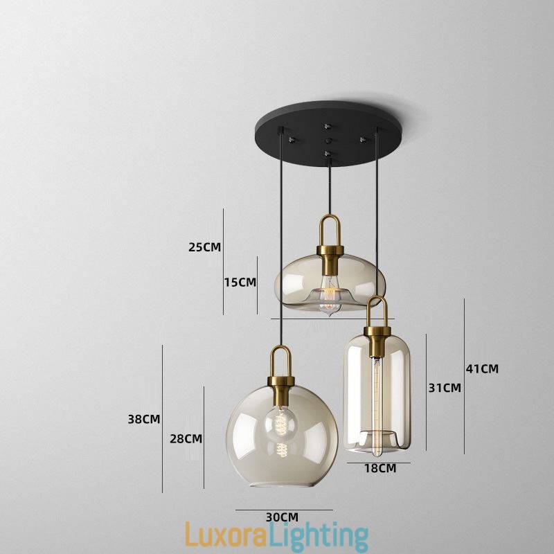 Designer Touch Decorative 3 Light Pendant Light With Glass Shade Island