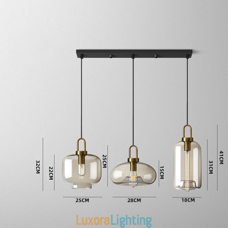Designer Touch Decorative 3 Light Pendant Light With Glass Shade Island