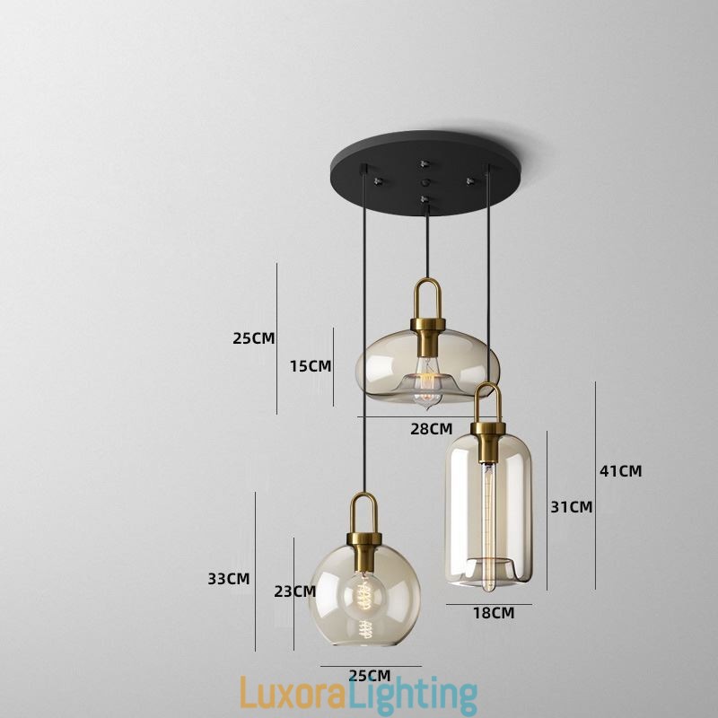 Designer Touch Decorative 3 Light Pendant Light With Glass Shade Island