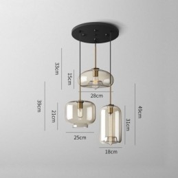 Designer Touch Decorative 3 Light Glass Pendant Light Classic Cluster Hanging Lighting Fixture Caf茅