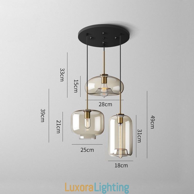 Designer Touch Decorative 3 Light Glass Pendant Light Classic Cluster Hanging Lighting Fixture Caf茅