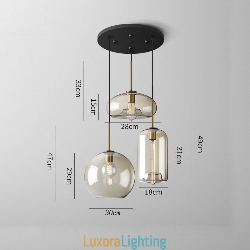Designer Touch Decorative 3 Light Glass Pendant Light Classic Cluster Hanging Lighting Fixture Caf茅