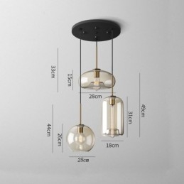 Designer Touch Decorative 3 Light Glass Pendant Light Classic Cluster Hanging Lighting Fixture Caf茅