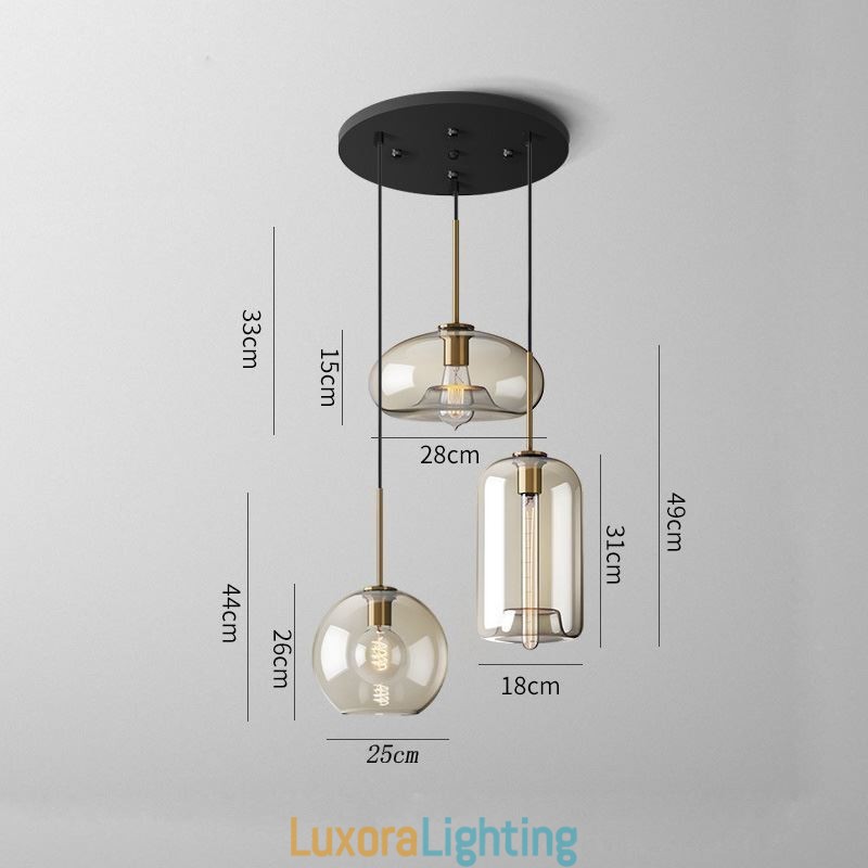 Designer Touch Decorative 3 Light Glass Pendant Light Classic Cluster Hanging Lighting Fixture Caf茅