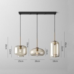 Designer Touch Decorative 3 Light Glass Pendant Light Classic Cluster Hanging Lighting Fixture Caf茅