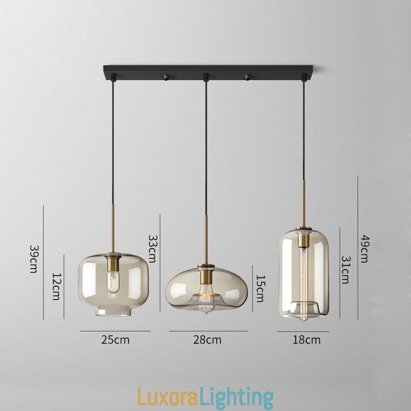 Designer Touch Decorative 3 Light Glass Pendant Light Classic Cluster Hanging Lighting Fixture Caf茅