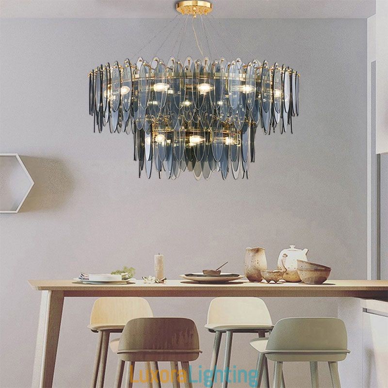 Designer Touch Decorative Modern Round Glass Pendant Light Elegant Glass Chandelier