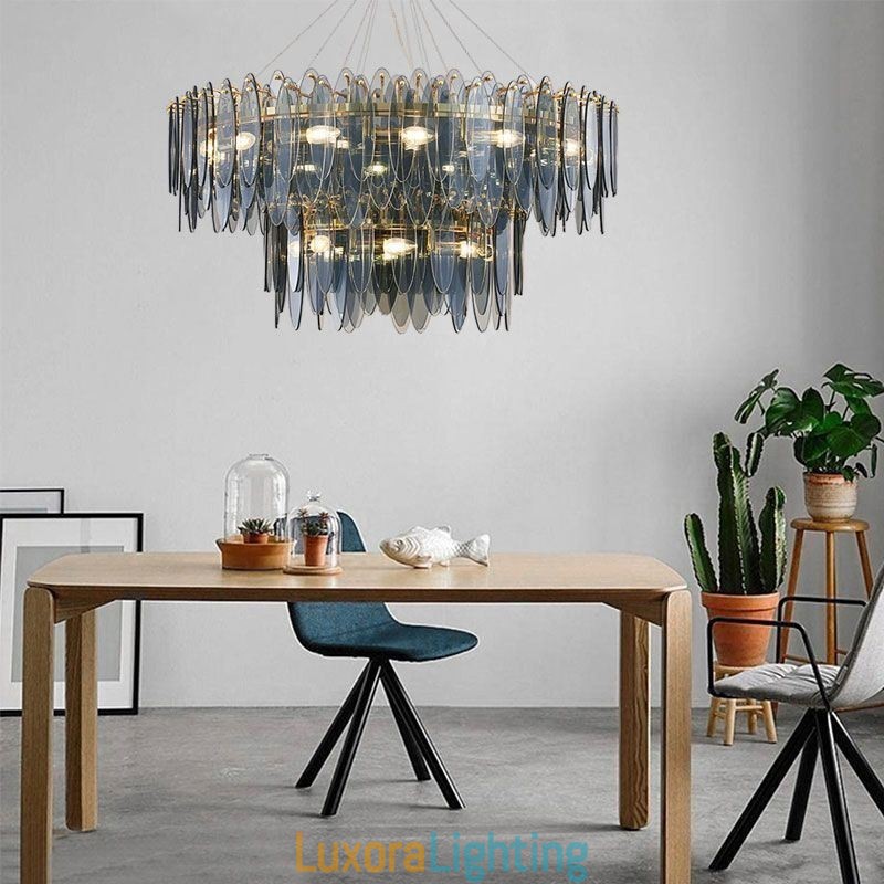 Designer Touch Decorative Modern Round Glass Pendant Light Elegant Glass Chandelier