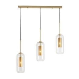 Designer Touch Decorative Nordic Clear Glass Pendant Light Unique Inner Brass Hollow out Pendant Light