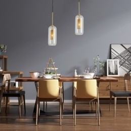 Designer Touch Decorative Nordic Clear Glass Pendant Light Unique Inner Brass Hollow out Pendant Light