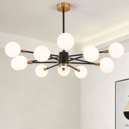 Designer Touch Decorative Nordic Glass Pendant Light Milky White Round Lamp Chandelier Lighting