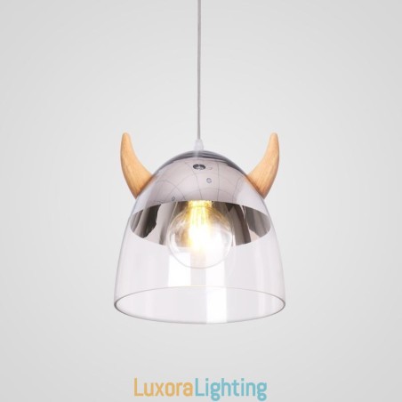 Designer Touch Decorative Classical Glass Pendant Light Wood Horn Lamp Creative Lighting