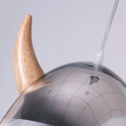 Designer Touch Decorative Classical Glass Pendant Light Wood Horn Lamp Creative Lighting