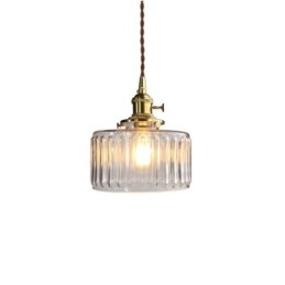 Designer Touch Decorative Jelly Jar Clear Ribbed Glass Pendant Light With Twist Switch