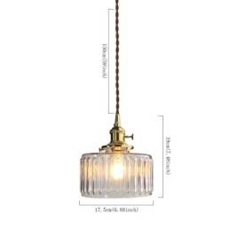 Designer Touch Decorative Jelly Jar Clear Ribbed Glass Pendant Light With Twist Switch