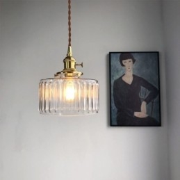 Designer Touch Decorative Jelly Jar Clear Ribbed Glass Pendant Light With Twist Switch