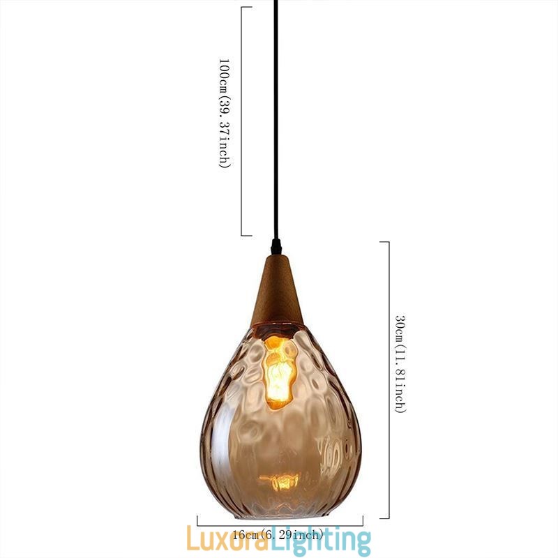 Designer Touch Decorative Pendant Light Teardrop Glass Shade Lamp Light