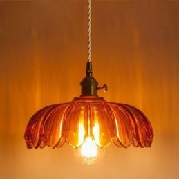 Designer Touch Decorative Modern Retro Glass Pendant Lighting Flower Shade Lamp With Twist Switch Light