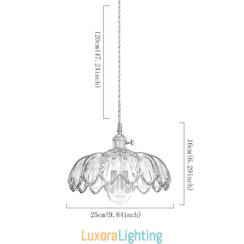 Designer Touch Decorative Modern Retro Glass Pendant Lighting Flower Shade Lamp With Twist Switch Light