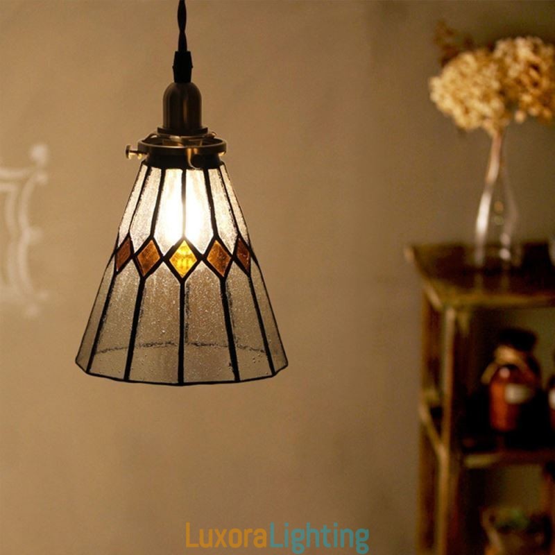 Designer Touch Decorative Rustic Ceiling Light Stained Glass Pendant Light