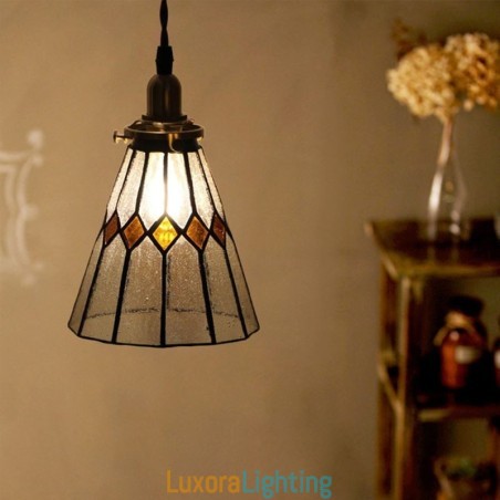Designer Touch Decorative Rustic Ceiling Light Stained Glass Pendant Light